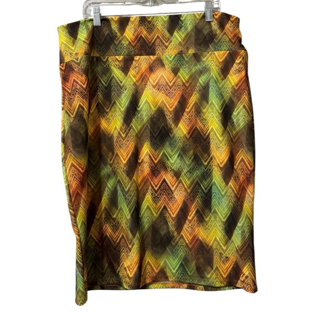 LuLaRoe Woman's Midi Skirt Size 3XL Stretch Lightweight Modern Colorful College